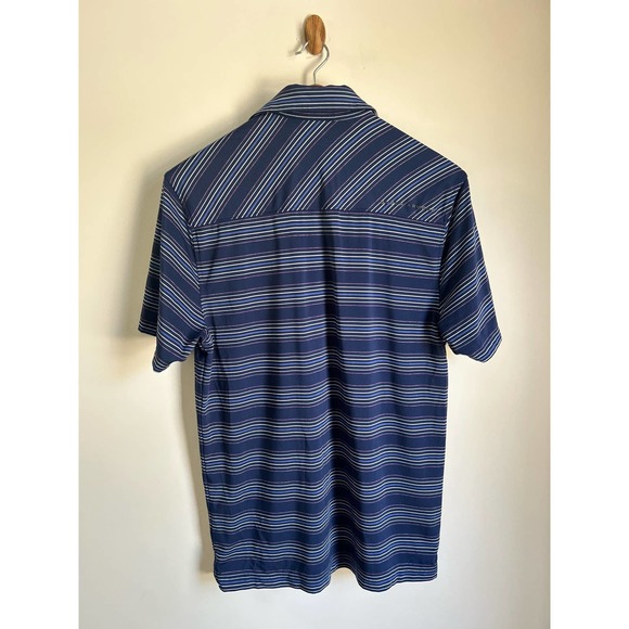 Under Armour Heat Gear High Stretch Striped Polo Shirt Navy Blue Men's Small - Picture 3 of 9